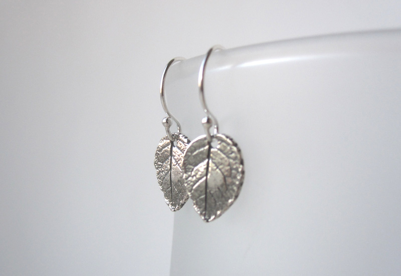 Unique handmade silver leaf earrings