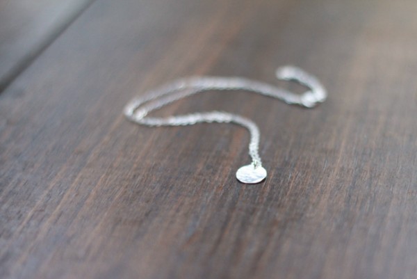 Handmade silver hammered necklace