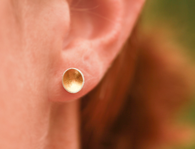 Handmade gold dome earrings