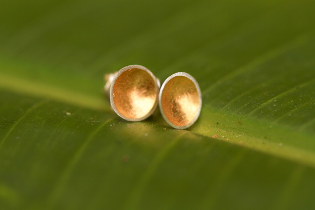 Handmade gold dome earrings