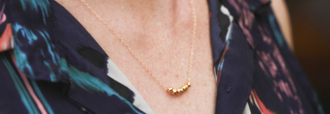 Handmade gold nugget necklace