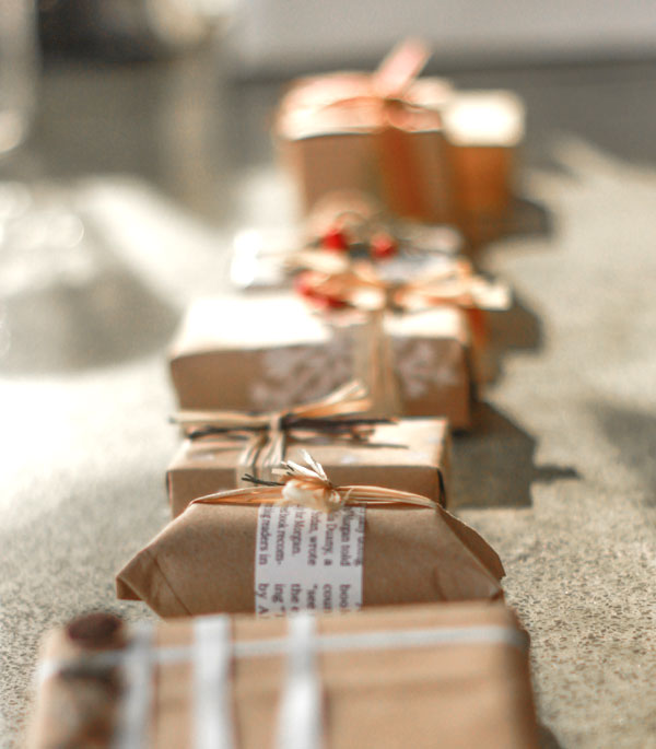 Organic gift wrapping from Fair Ivy (which sends a surprise gift box every month)