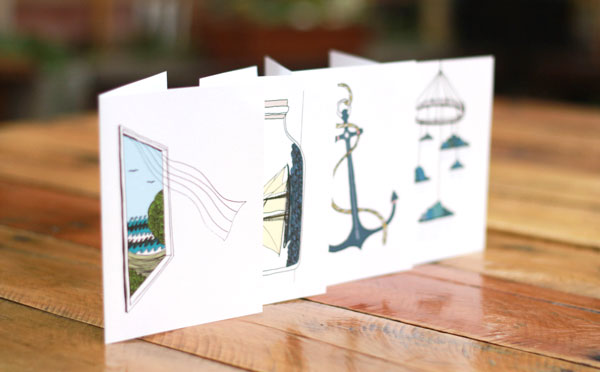 Stationery themed card set - handmade