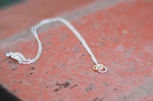 Gold and silver rings necklace - handmade jewelry gifts