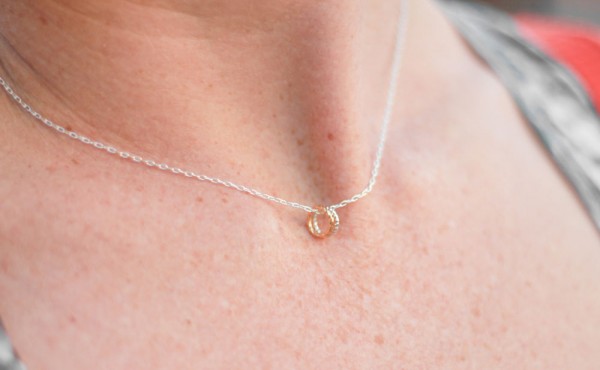 Gold and silver rings necklace - handmade jewelry gifts