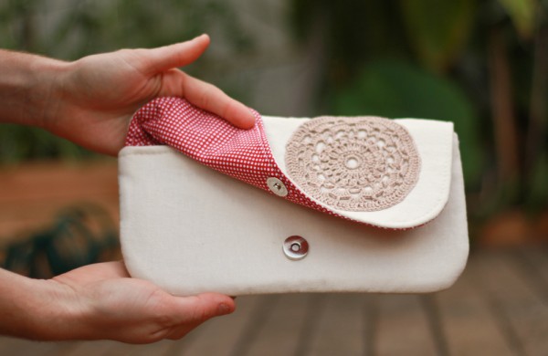 Handmade lace doily purse