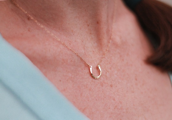 Handmade gold horseshoe necklace : One of Fair Ivy's monthly surprise gifts