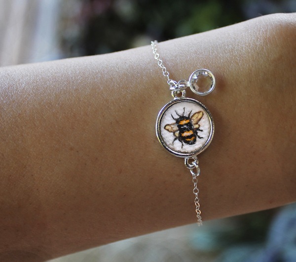 Handmade Hand Painted Bumblebee bracelet