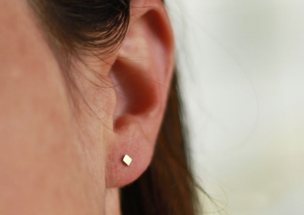 Silver square stud earrings - handmade jewelry present