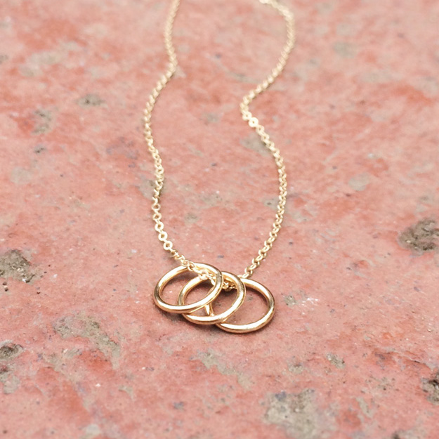 Handmade gold rings necklace