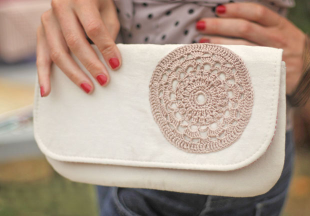 Handmade lace doily purse